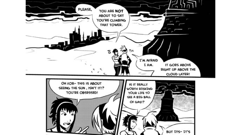 Above the clouds, comic page